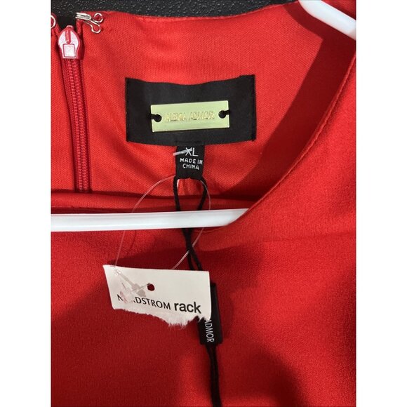 Alexia Admor Red Dress Sz XL Formal Flutter Sleeve Midi Wedding Holiday Elegant - Picture 4 of 8